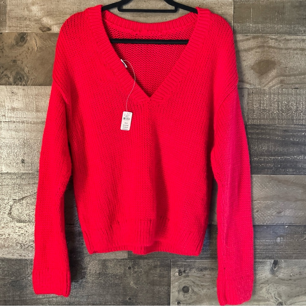 Victoria's Secret Bold Red V-Neck Sweater